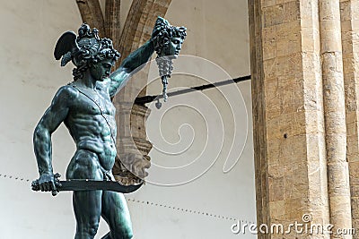 Statue of perseus with head in hand. Florence Stock Photo