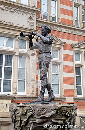 Statue of Pied Piper (Rat-Catcher) of Hamelin. Stock Photo