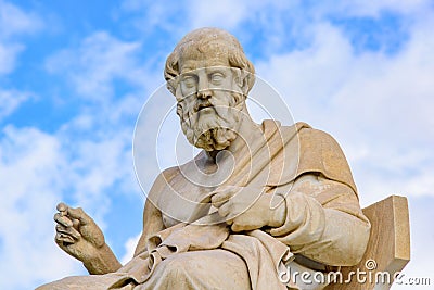Statue of Plato in front of Academy of Athens in Athens, Greece Stock Photo