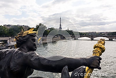 Statue on Pont Alexander III, Paris, France Stock Photo