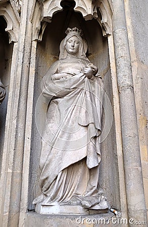 Statue on the portal of Parish Church of the Holy Blood in Graz Stock Photo