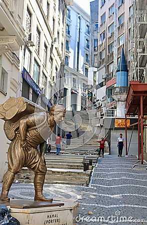Statue of porter in istanbul Editorial Stock Photo