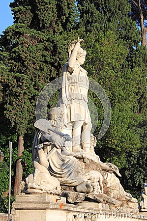 Statue portraying Rome between Tevere and Aniene Stock Photo