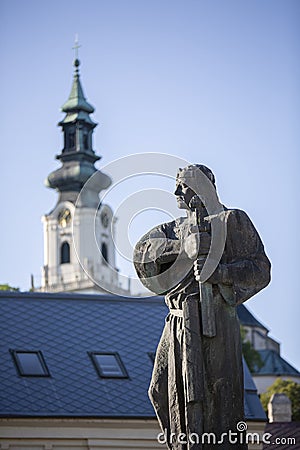 Statue of Pribina in Nitra, Slovakia Editorial Stock Photo