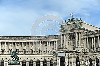Statue of Prince Eugen and Hofburg palace in Heldenplatz Vienna Editorial Stock Photo