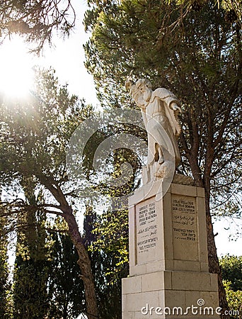 Statue of the prophet Elijah on Mount Caramel, Stock Photo