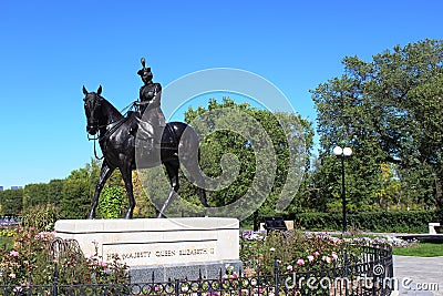 Statue of Queen Elizabeth II on Burmese Editorial Stock Photo