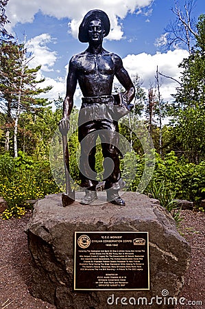 A statue representing the Civilian Conservative Corps of 1933-1942. Editorial Stock Photo