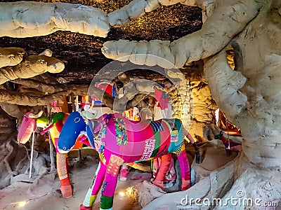 Statue at the rockgarden on 24 august 2019 in Chandigarh India.indian culture shown by dummies.Nek Chand established in 1957. Editorial Stock Photo