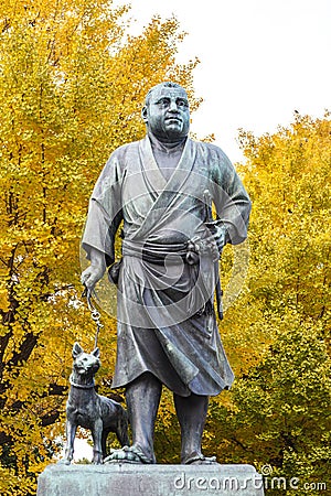 Statue of Saigo Takamori and his dog, Ueno Park, Tokyo, Japan Editorial Stock Photo