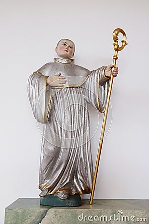 Statue of Saint in the Church of Saint Bartholomew in Leutershausen, Germany Stock Photo