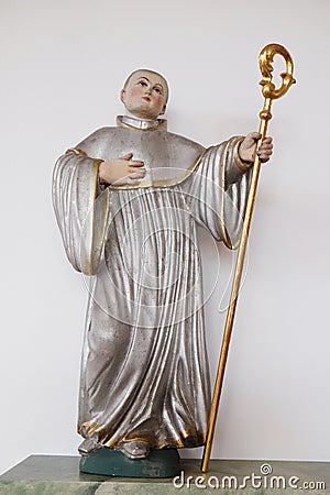 Statue of Saint in the Church of Saint Bartholomew in Leutershausen, Germany Stock Photo