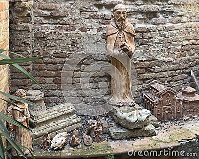 Statue of Saint Francis in the Basilica of Saint Stephen in Bologna, Italy. Stock Photo