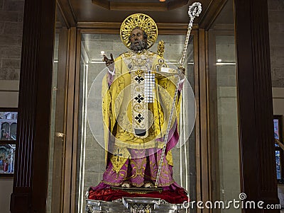 The Statue of Saint Nicholas inside the Basilica of Sain Nicholas of Bari, Italy Editorial Stock Photo