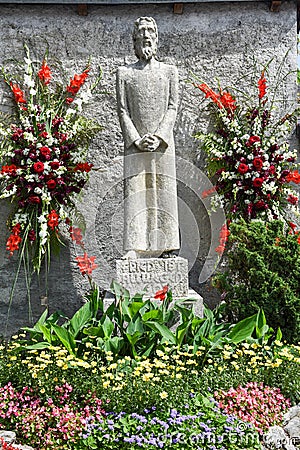 Statue of saint Nicolas von der FlÃ¼e at Engelberg Editorial Stock Photo