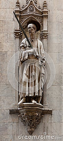 Statue Saint Paul San Paolo Siena, Tuscany, Toscana, Italy, Italia Stock Photo