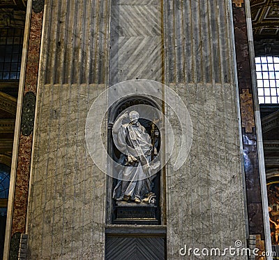 A statue at Saint Peter Basilica in Rome Editorial Stock Photo