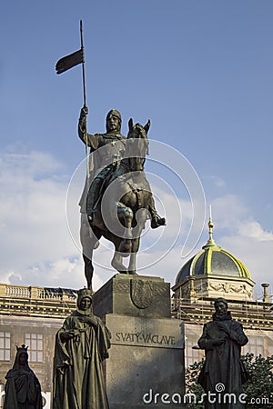 Statue of Saint Wenceslas in Prague, Czeck Republic Editorial Stock Photo