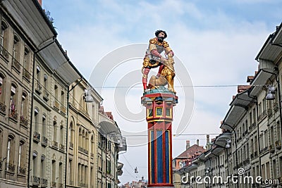 Statue Samson Fountain, Bern, Switzerland Editorial Stock Photo