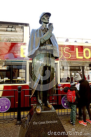 The statue of Sherlock Holmes Editorial Stock Photo