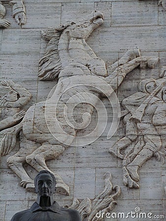 Statue of Simon Bolivar and horse, Independence Monument, Los Proceres, Caracas, Venezuela Stock Photo