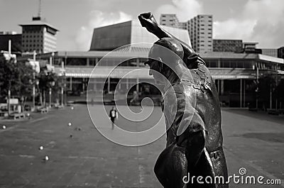 Statue of Sir Dove-Myer Robinson in Aotea Square in Auckland New Editorial Stock Photo