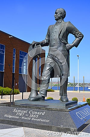 Statue of Sir Samuel Cunard was a British Canadian shipping magnate Editorial Stock Photo