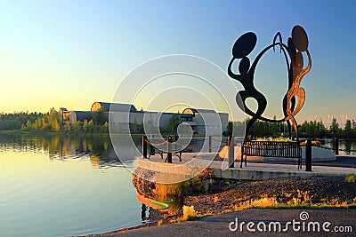 Yellowknife, Sombe K'e Park and Civic Plaza with Prince of Wales Northern Heritage Centre, Northwest Territories, Canada Stock Photo