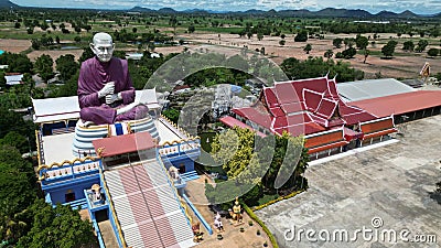 Statue of Somdej Toh or Somdej Putchariya Phromrangsi is probably the most famous at Wat Sra Long Ruea. Stock Photo