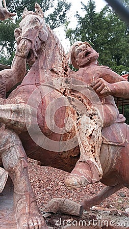 Statue of spaniard on horse Stock Photo