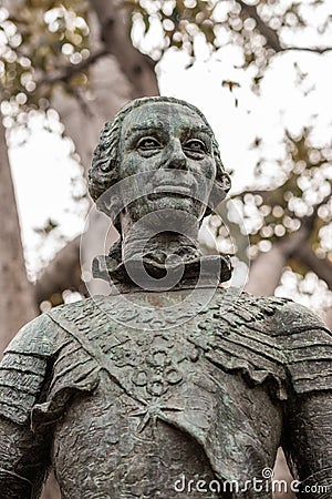Statue of Spanish King Carlos III, Founder of Los Angeles California. Stock Photo