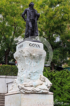 Statue of Francisco de Goya, Madrid, Spain Editorial Stock Photo