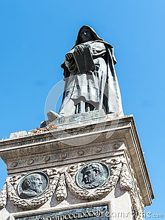 Statue of St Bruno in the Campo di Fiori in Rome Italy Editorial Stock Photo