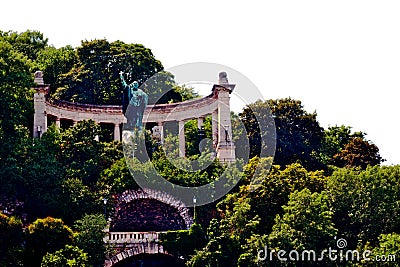 the statue of St. Gellert in Budapest. bronze and stone monument. famous and popular landmark Stock Photo