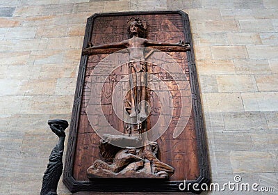 Statue in St. Vitus Cathedral - Prague Stock Photo