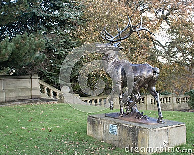 Statue of a stag in Lister Park Editorial Stock Photo