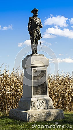 A statue stands guard over an old American Civil War skirmish site at Antietam National Battlefield in Sharpsburg, Maryland. Editorial Stock Photo