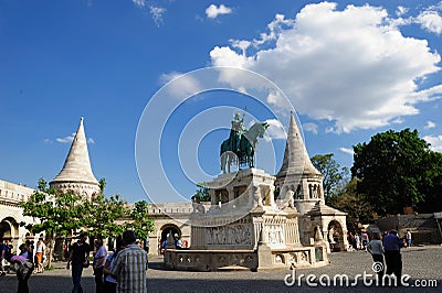 Statue of Stephen I in The Fisherman's Bastion Editorial Stock Photo