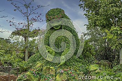 Statue of Te Fiti, the Mother Island and Goddess from Moana in the trail for the attraction, Journey of Water Editorial Stock Photo