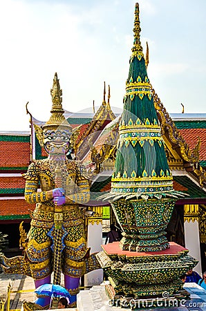 Statue of Thotsakhirithon, giant demon, Wat Phra Kaew Palace, Bangkok Editorial Stock Photo