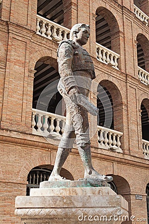 Statue Toreador Manolo Montoliu, Plaza De Toros, Valencia Stock Photo