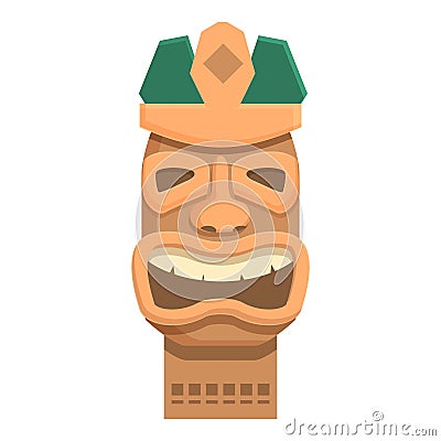 Statue totem altar icon cartoon vector. Maya ancient Vector Illustration