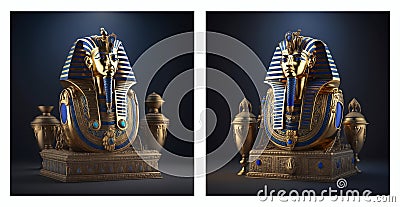 statue of Tutankhamun with a golden vase. Egyptian pharaonic antiquities Stock Photo