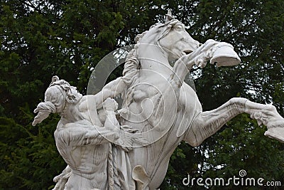 Statue of the two horse tamers at the Vienna museums square Editorial Stock Photo