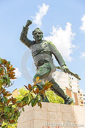 Statue of an unknown soldier in Tirana, Albania. Editorial Stock Photo