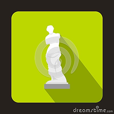 Statue of Venus de Milo icon, flat style Vector Illustration