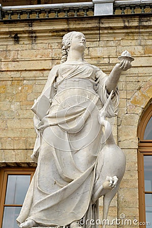 Statue Vigilance near Big Gatchina Palace. Stock Photo