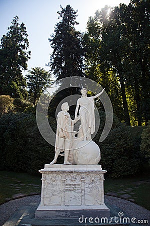 Statue, Villa Melzi, Lake Como Stock Photo
