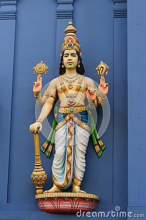 Statue of Vishnu on Hindu tem Stock Photo