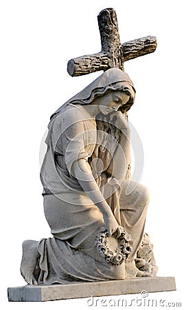 Kneeling Woman with Cross Stock Photo